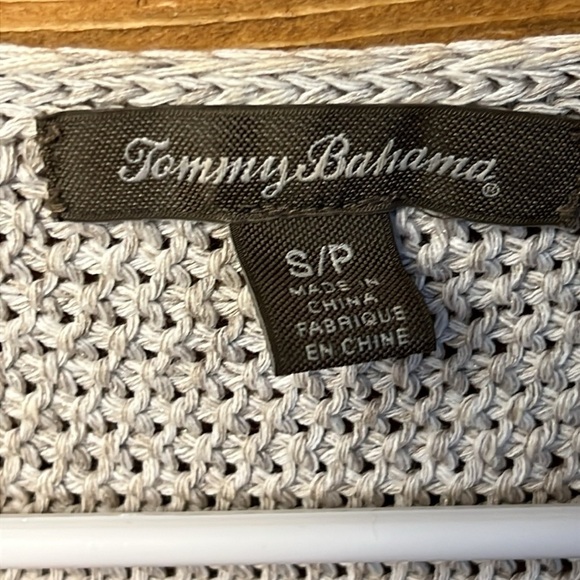 Tommy Bahama gray Paradise Sun Textured Pullover Women's Sweater S short sleeve - Picture 2 of 8